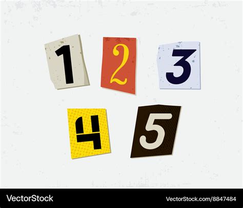 Colorful Newspaper Cut Numbers Set Royalty Free Vector Image