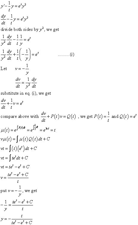 Differential Equations Solved Examples Solve The Ivp Y 1ty Et Y2 Y1 305