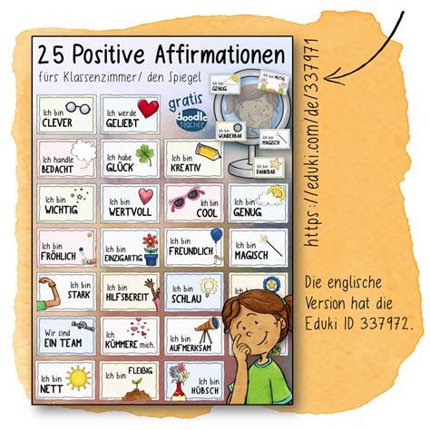 Freebie Affirmationen F Rs Kinder Und Klassenzimmer Achtsamkeit F R