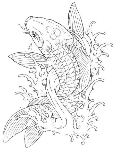 A Drawing Of A Koi Fish In The Water