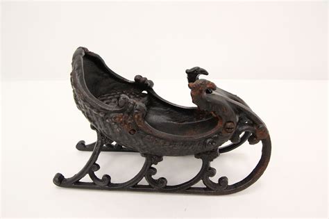 Victorian Antique Cast Iron Sleigh Toy Or Sculpture Eagles