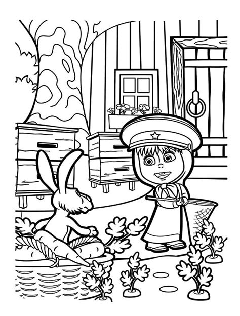 Masha And The Bear Rabbit Caught In The Act Coloring Pages : Color Luna ...