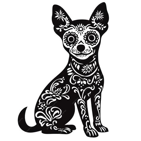 Dia De Los Muertos or Day of the Dead dog makeup full length clean