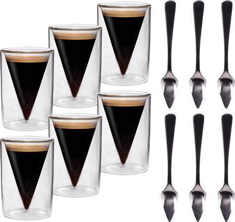 Feelino Set Tazze Caffe Set Da 6 Tazzine Caffe Vetro Termico 70ml Con