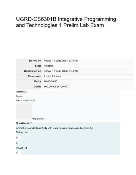 Ugrd Cs B Integrative Programming And Technologies Prelim Lab Exam