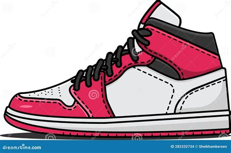 Sneaker Shoe In 2d Illustration Nike Air Jordan Sneakers In Flat Style Sneakers Side View