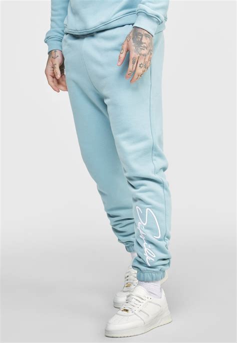 Siksilk Script Embroidery Tracksuit Bottoms Light Blue Zalando De