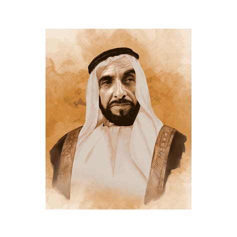 Official Portrait Of His Highness Sheikh Zayed Bin Sultan Al Nahyan Color Grunge Shop