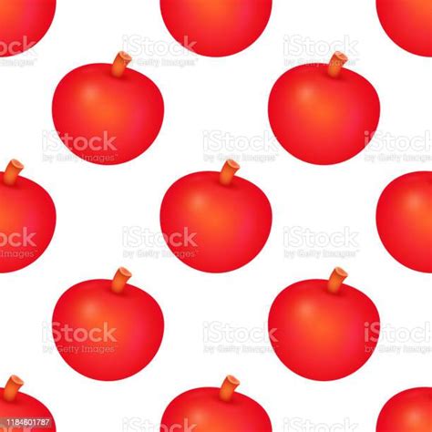 Red Apple Fruit Seamless Pattern Background Vector Stock Illustration