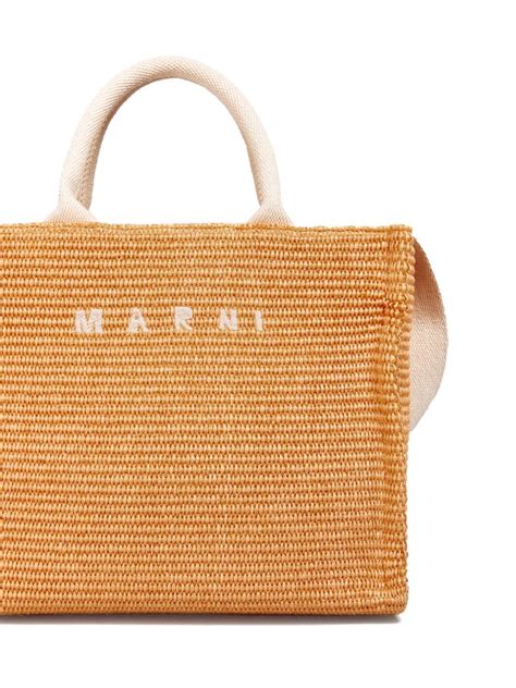 Marni Small Raffia Tote Bag Orange Farfetch