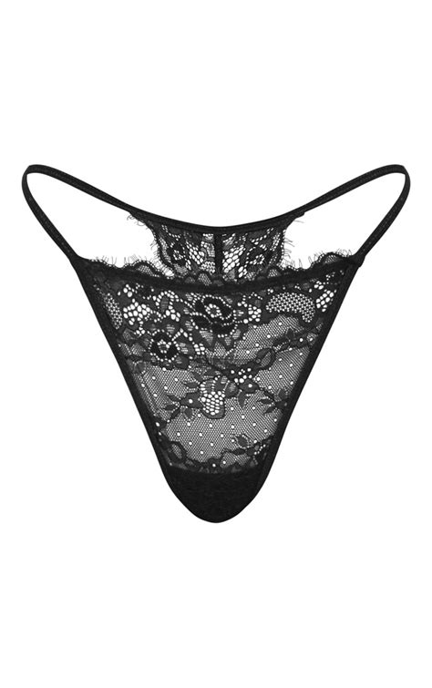 Black Lace Thong Lingerie Prettylittlething Ie