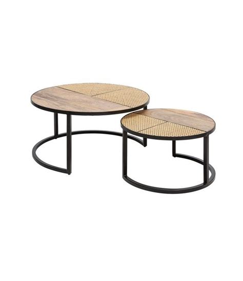 Invicta Interior Set Van 2 Salontafels Vienna Lounge 70cm Rond Massief