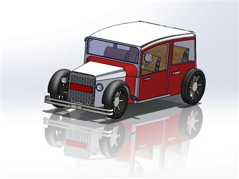 Oldcar老爷车简易模型3d图纸 Solidworks设计 Keryi