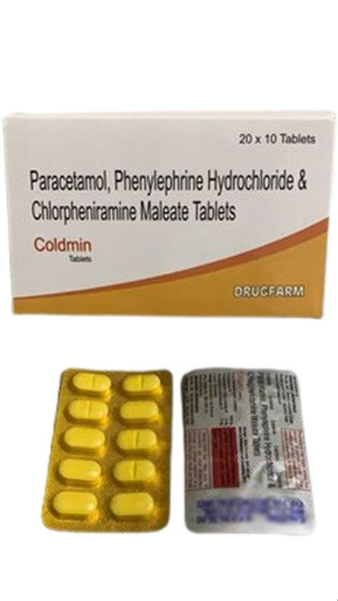 Paracetamol Phenylephrine Hydrochloride Chlorpheniramine Tablets As