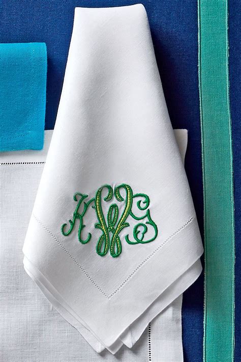 Green Monogram Embroidery Machine Monogram Monogrammed Napkins