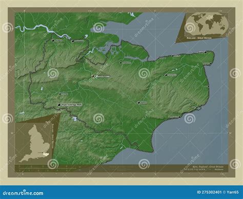 Kent England Great Britain Wiki Labelled Points Of Cities Stock