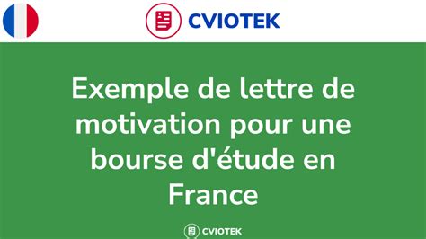 Exemple De Lettre De Motivation Pour Bourse En France Gratuits