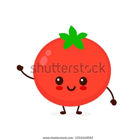 Happy Cute Smiling Tomato Vector Flat Stock Vector Royalty Free