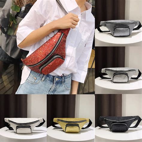 Women Fashion Sequins Leather Crossbody Bags For Women Pu Leather Military Shoulder Chest Bag