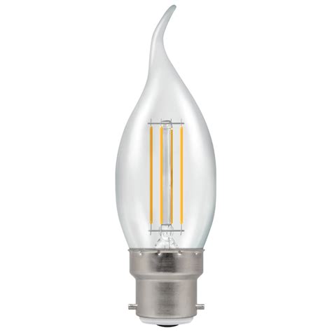 12134 LED Bent Tip Candle Filament Clear 5W 2700K BC B22d Crompton