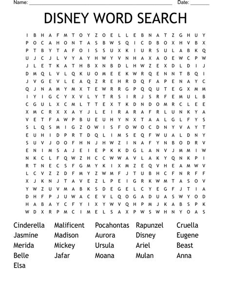 Disney Word Search Wordmint