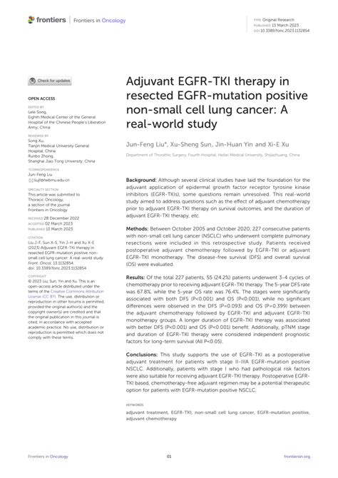 Pdf Adjuvant Egfr Tki Therapy In Resected Egfr Mutation Positive Non Small Cell Lung Cancer A