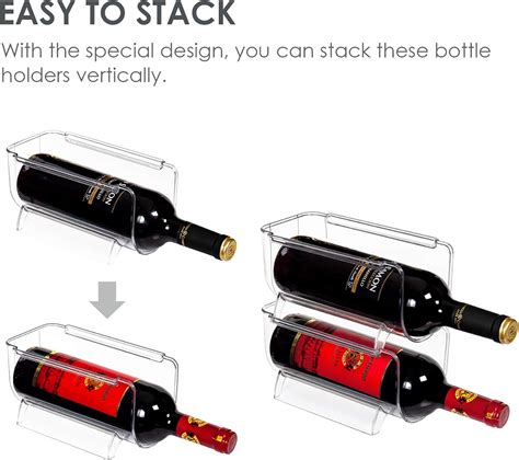 Vtopmart Refrigerator Wine And Water Bottle Holder 4pack Stackable Plastic Wine Rack Storage