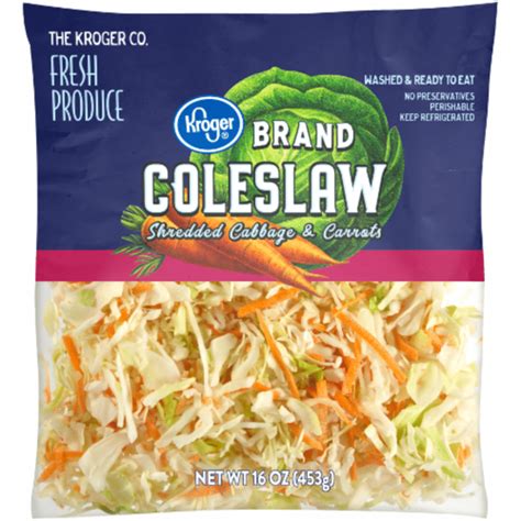 Kroger Fresh Selections Cole Slaw Green Cabbage And Carrots 16 Oz Bag