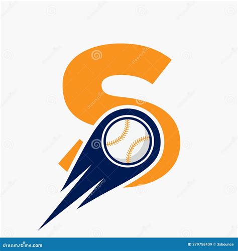 Letter S Baseball Logo Concept With Moving Baseball Icon Vector