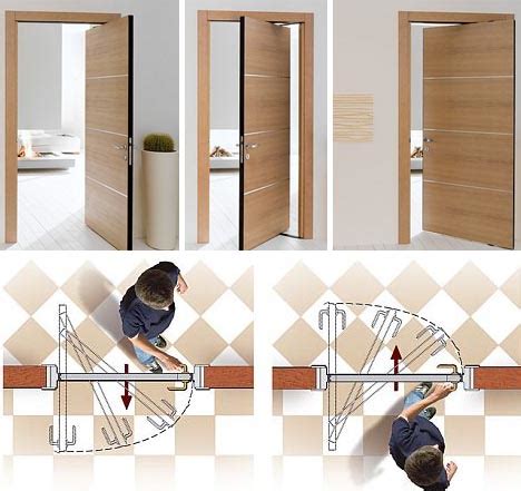 Space-Saving Double-Swing Doors Pivot on Hidden Hinges