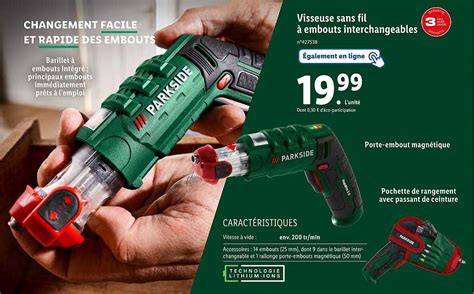 Promo Visseuse Sans Fil Embouts Interchangeables Parkside Chez Lidl