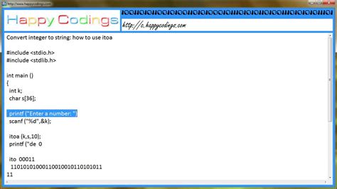 Convert Integer To String How To Use Itoa C Code Example YouTube