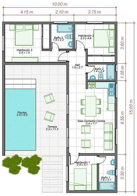 Planos de Casas con Piscina para Construir con Diseños de Fachadas