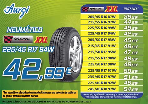 Oferta Neumáticos Racing XXL Válido del 09 de octubre al 09 de