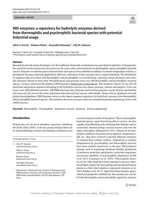 IND-enzymes: a repository for hydrolytic enzymes derived from ...