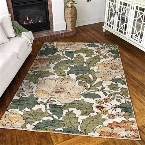 Simply Southern Cottage Jefferson Floral Green Area Rug Antique Farmhouse