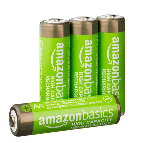 Amazon Basics 4 Pack Rechargeable AA NiMH High Capacity Batteries 2400