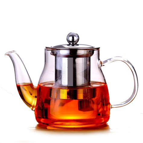 Ml Removable Infuser Clear Glass Teapot Ligjtweight Stovetop Safe