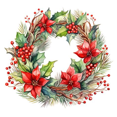 Watercolor Christmas Wreath Illustration Ai Generative Christmas