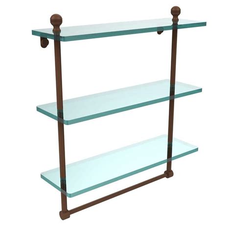 Allied Brass Mambo 16 In L X 18 In H X 5 In W 3 Tier Clear Glass Bathroom Shelf With Towel