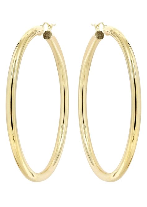 10k Gold Plain Hoop Hoop Earrings Customizable Size Frostnyc