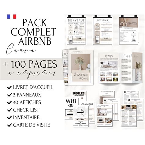 Airbnb Pack Complet Livret D Accueil Panneau De Etsy France