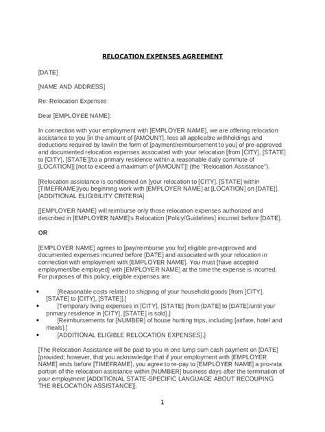 Moving And Relocation Expense Agreement Doc Template PdfFiller