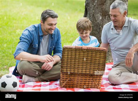 Grandfather Father Son Picnic Basket Hi Res Stock Photography And