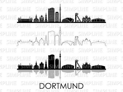 DORTMUND Ruhrgebiet Deutschland SKYLINE City Umriss Silhouette Etsy De