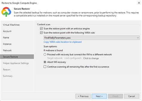 Step Specify Secure Restore Settings User Guide For Vmware Vsphere