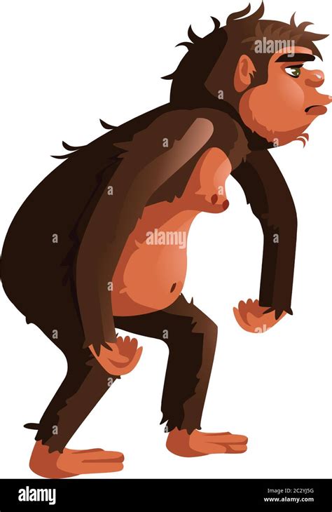 Ancient Monkey Human Ancestor Cartoon Vector Illustration Tailless