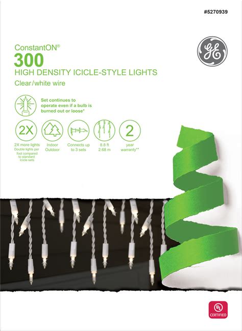 61646 GE ConstantON Incandescent High Density Icicle Style Lights