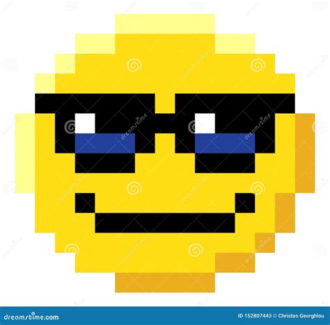 Emoticon Face Pixel Art 8 Bit Video Game Icon Stock Vector