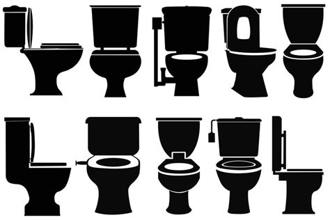 Set Of Toilet Silhouettes Toilet Vector Illustrations